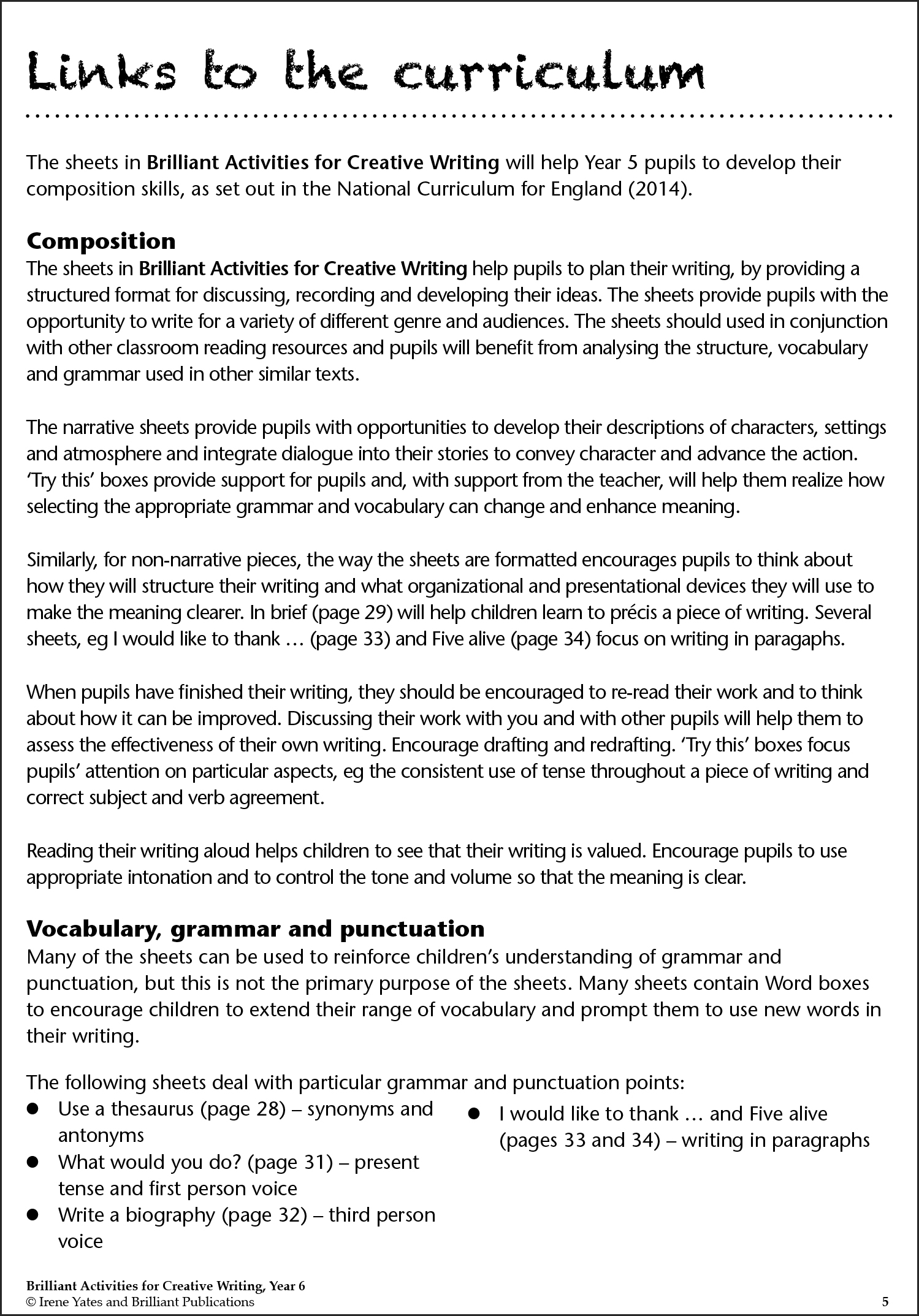 year 6 creative writing pdf