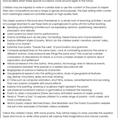 Developing Reading Comprehension Skills Years 3–4: Classic Poetry
