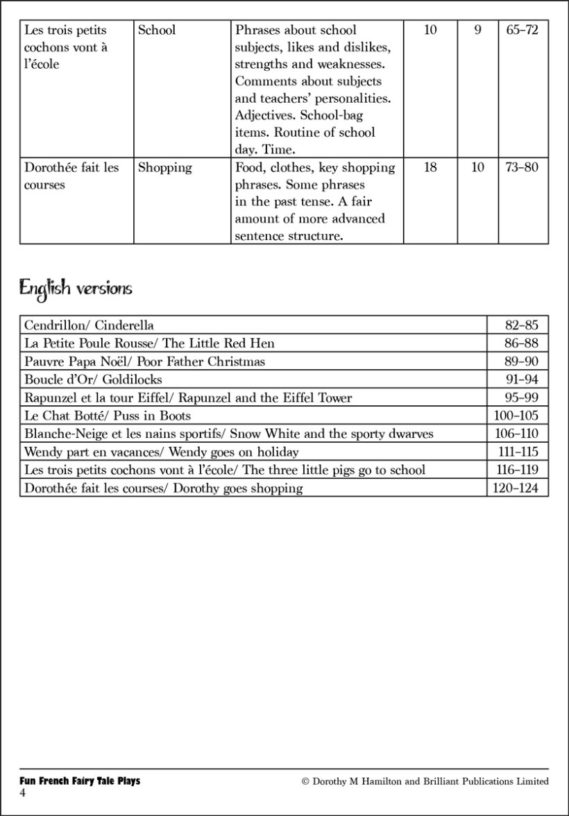 9781783172450-Fun-French-Fairy-Tale-Plays-contents2