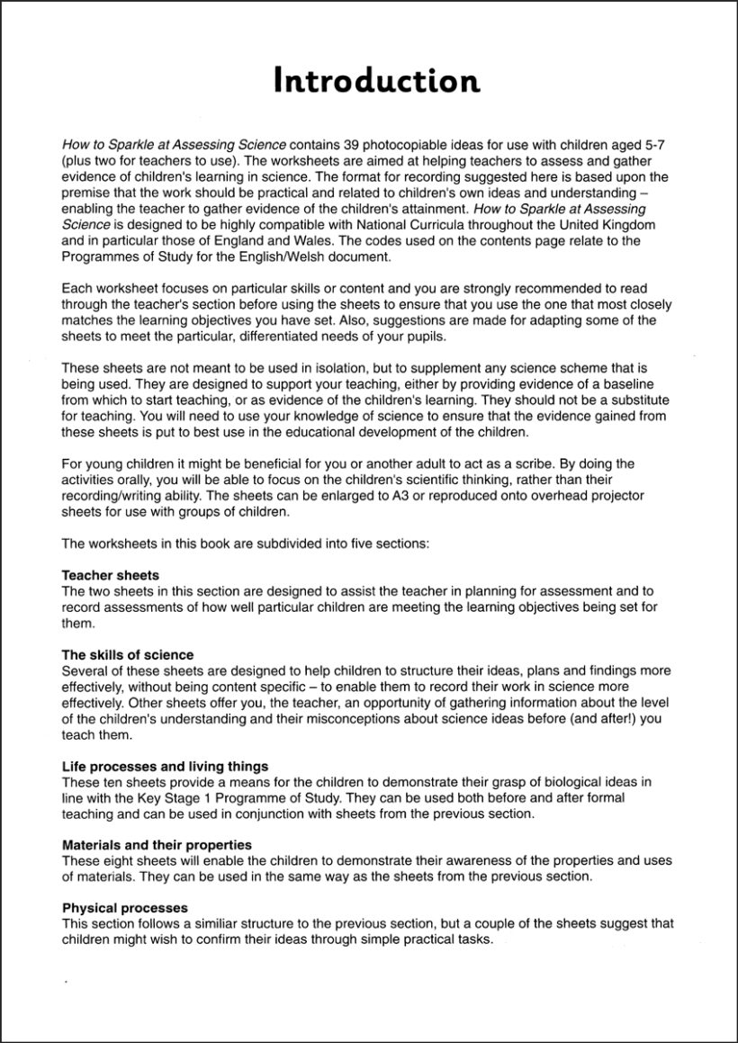 9781897675205-Sparkle-Assessing-Science-contents1