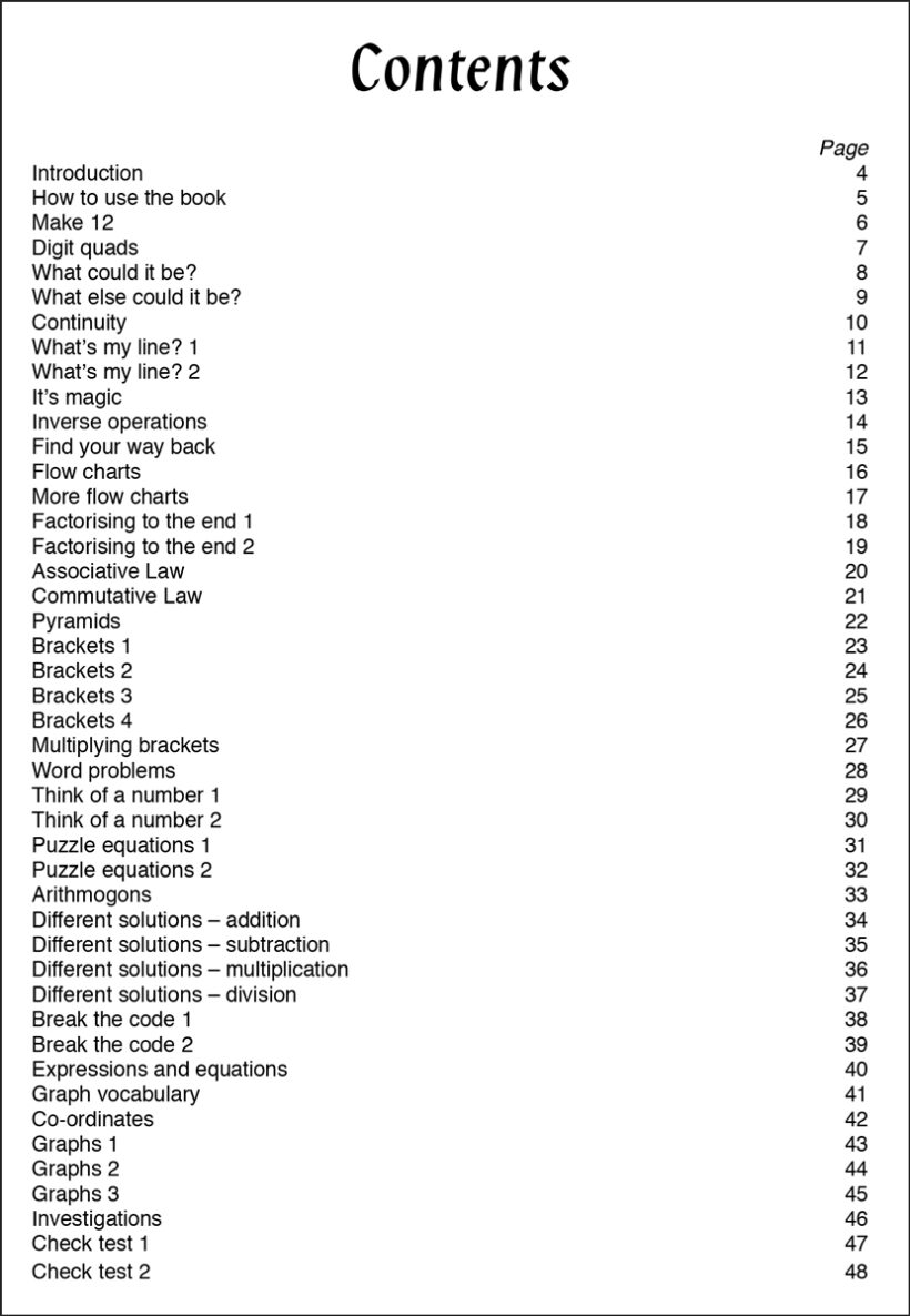 9781903853122-Dazzle-Algebra-contents1