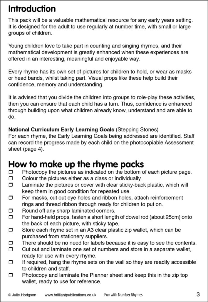 Fun with number rhymes for the early years a collection of 
