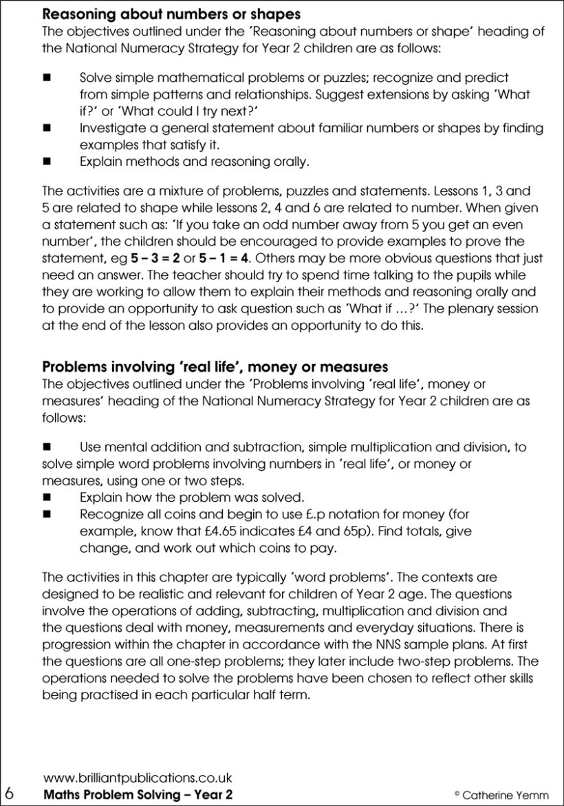 Maths Problem Solving, Year 2 - Brilliant Publications