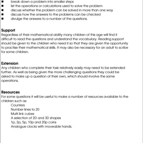 Maths Problem Solving, Year 2