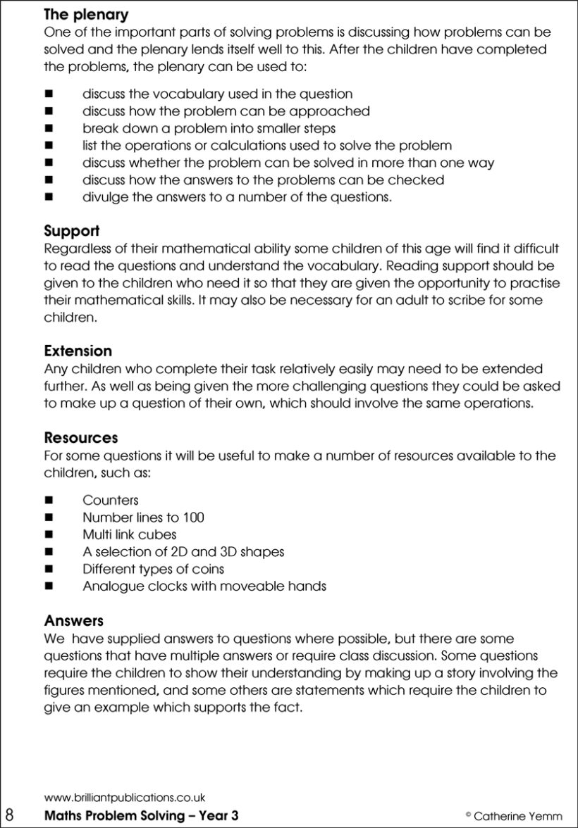 9781903853764-Maths-Problem-Solving-Year-3-contents6